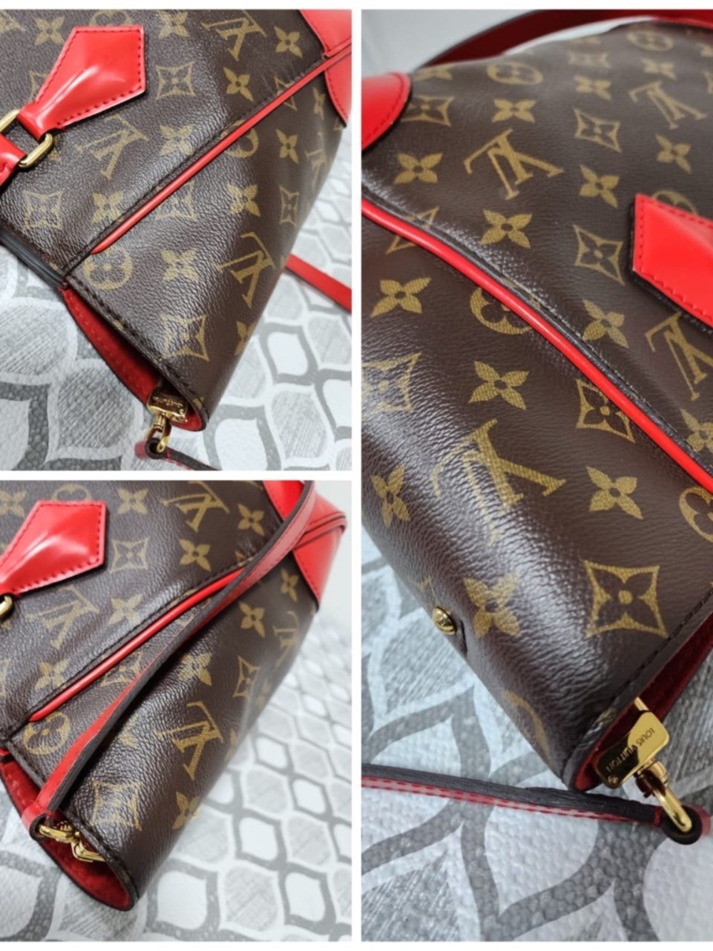 Authentic LOUIS VUITTON Phenix Monogram Canvas Shoulder Bag Brown/Red - Picture 12 of 16